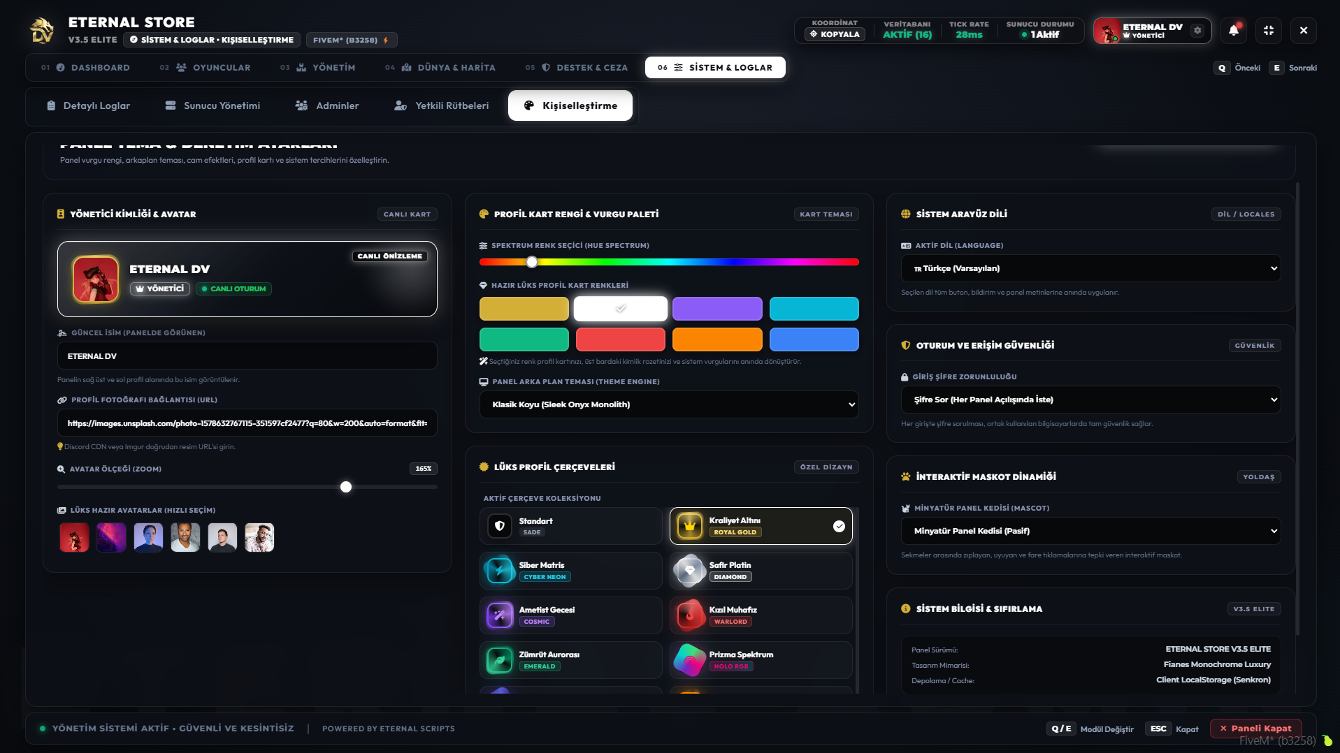 Eternal Admin Panel | ZENORA