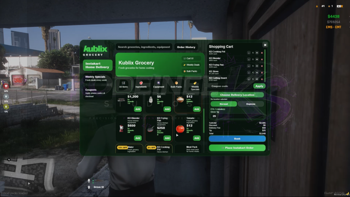 InstaKart + Usable Cooking Props [ESX/QB/QBOX]