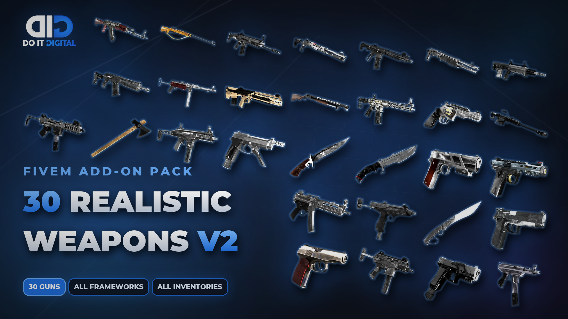 Fivem Weapon Pack - 30 Realistic Guns V2 | Monthly
