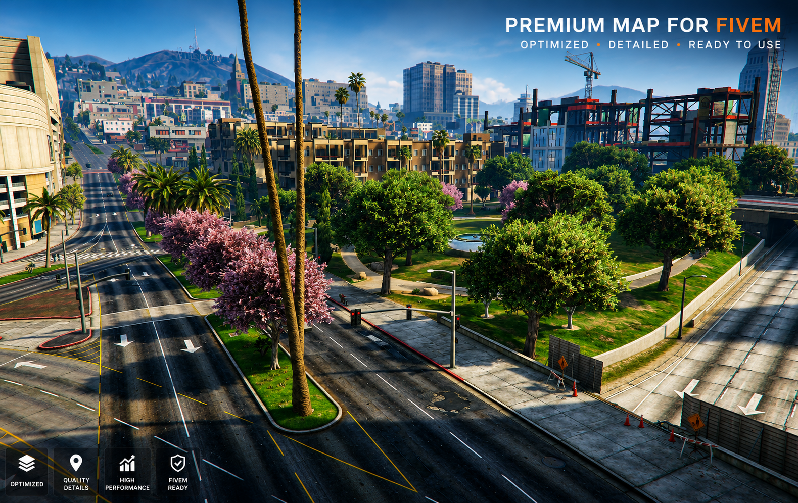 Luxury Vegetation & Road Overhaul for Downtown LS