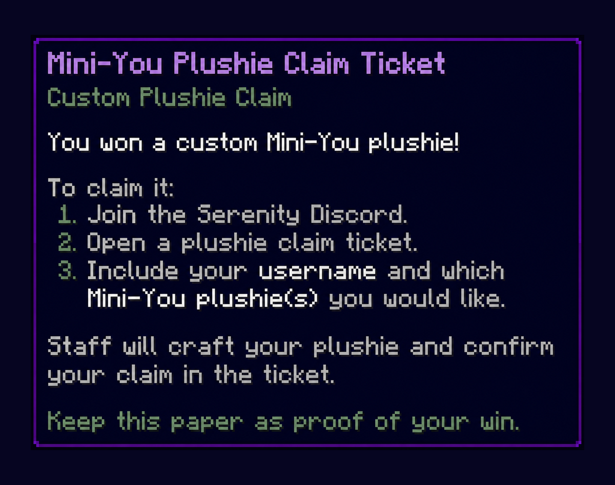 Mini-You Plushie Claim Ticket