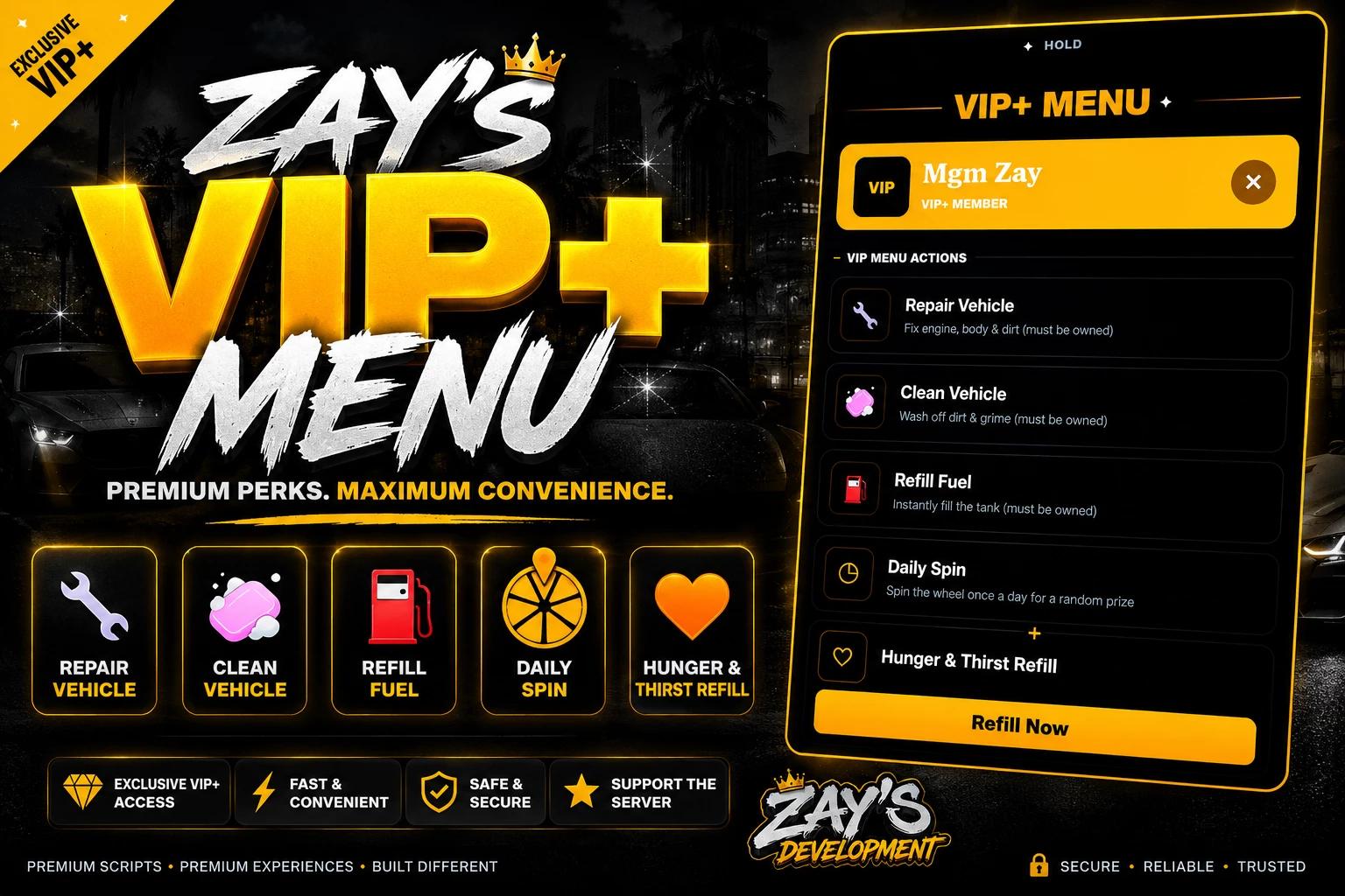 ZAY’S VIP+ MENU