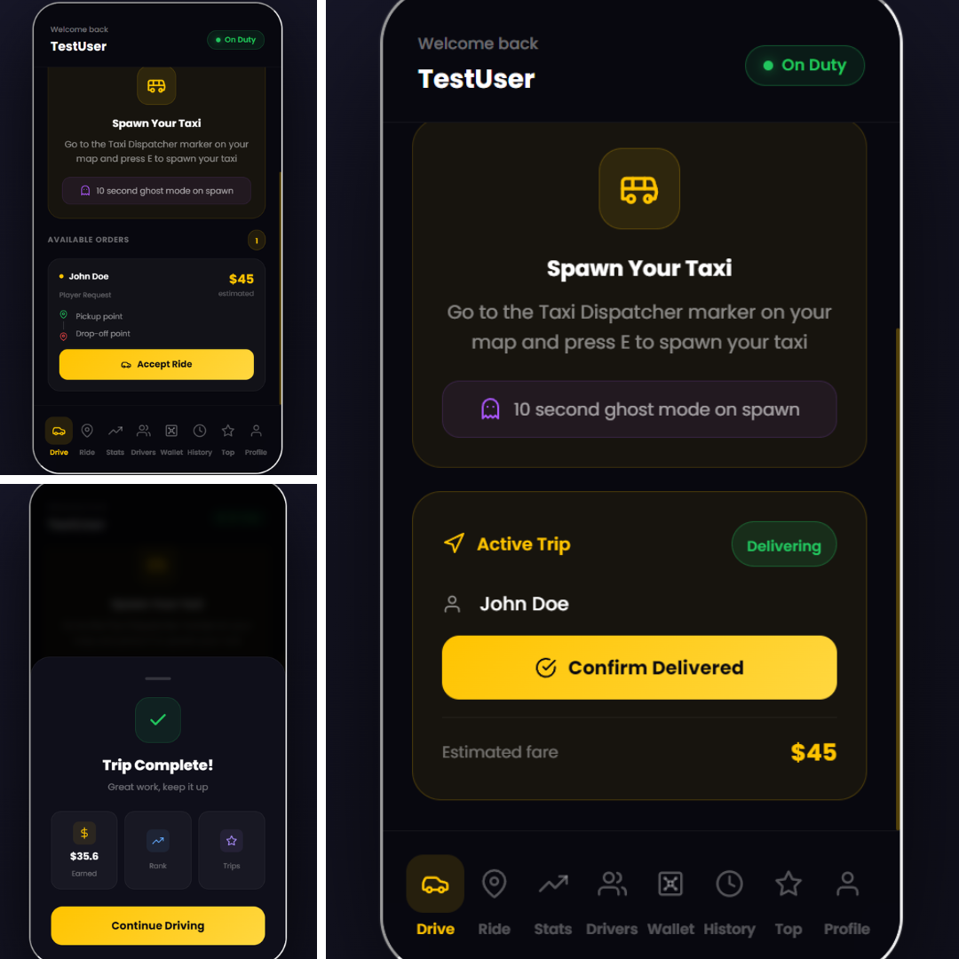 RD Taxi V2 - Advanced Taxi App UI