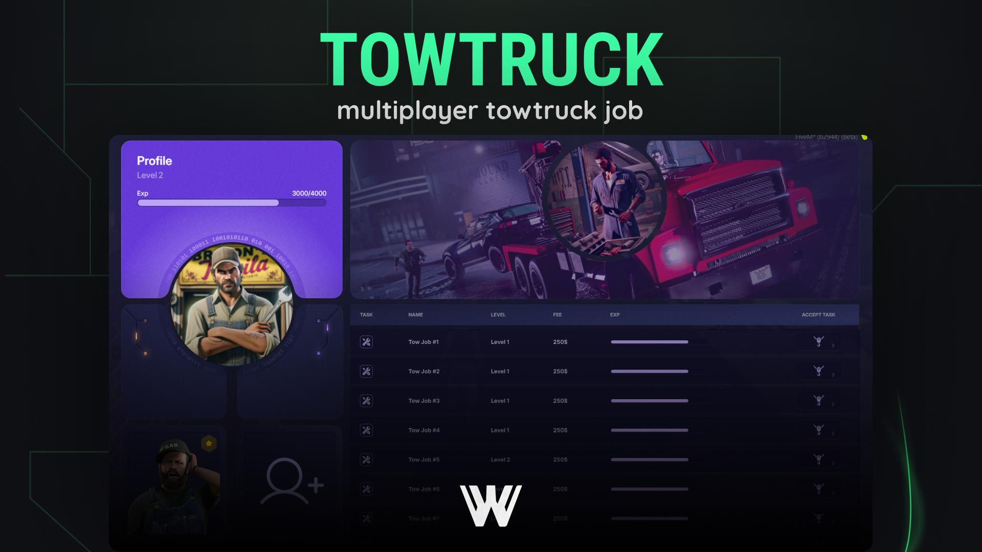 [Multiplayer Tow Job]ESX QBCORE QBOX {OPEN}