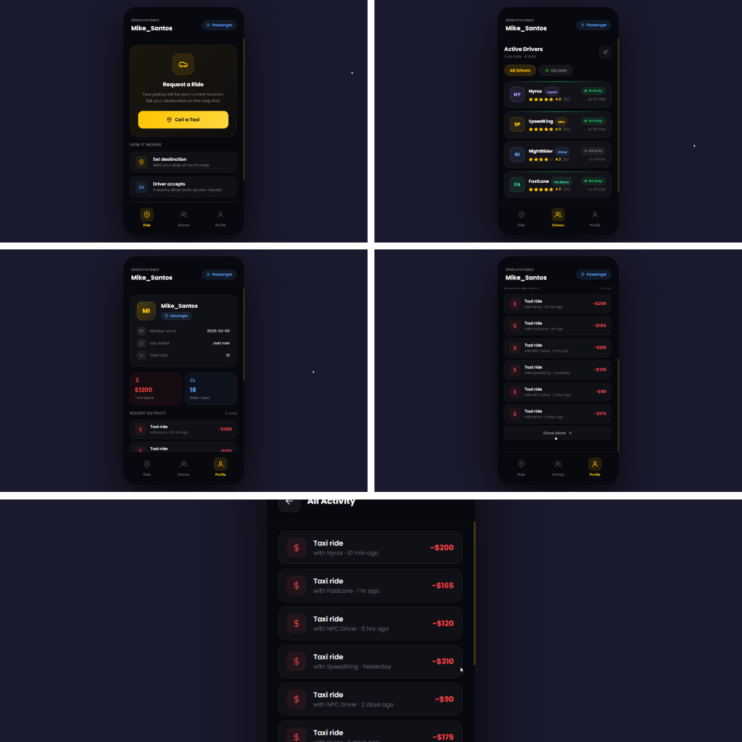 RD Taxi V2 - Advanced Taxi App UI