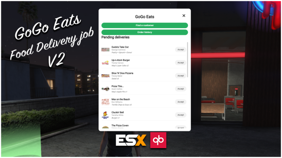 🚗 Food Delivery Job - GoGo Eats | V2 With Menu