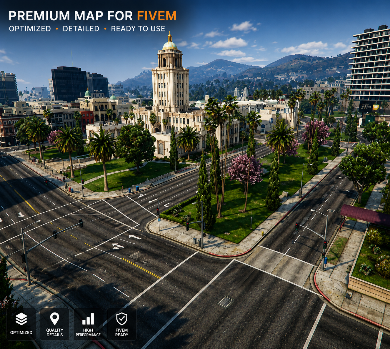 Luxury Vegetation & Road Overhaul for Downtown LS