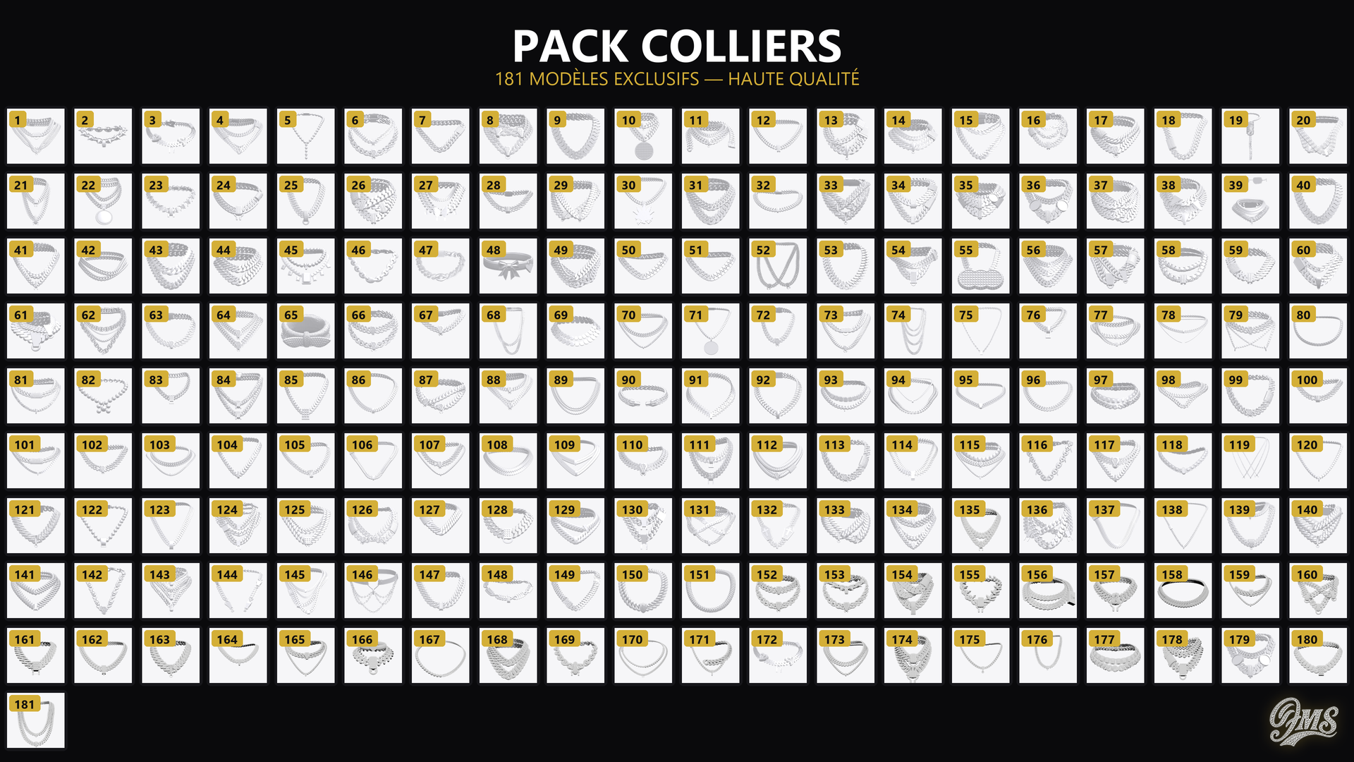 Pack Colliers — 181 Modèles 3D Premium
