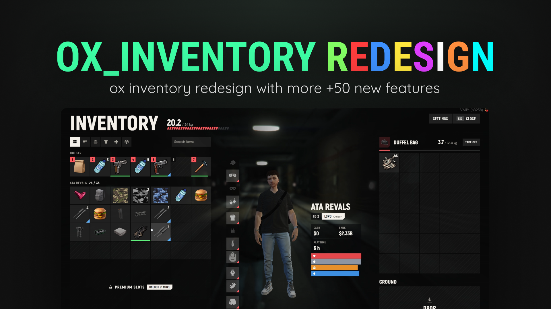 [ox_inventory Redesign] ESX QBCore {OPEN}