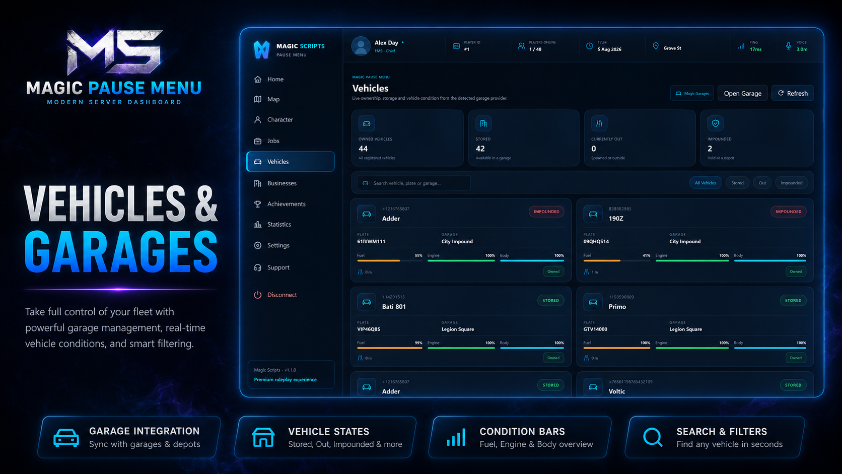 Magic Pause Menu – Advanced FiveM Player Dashboard