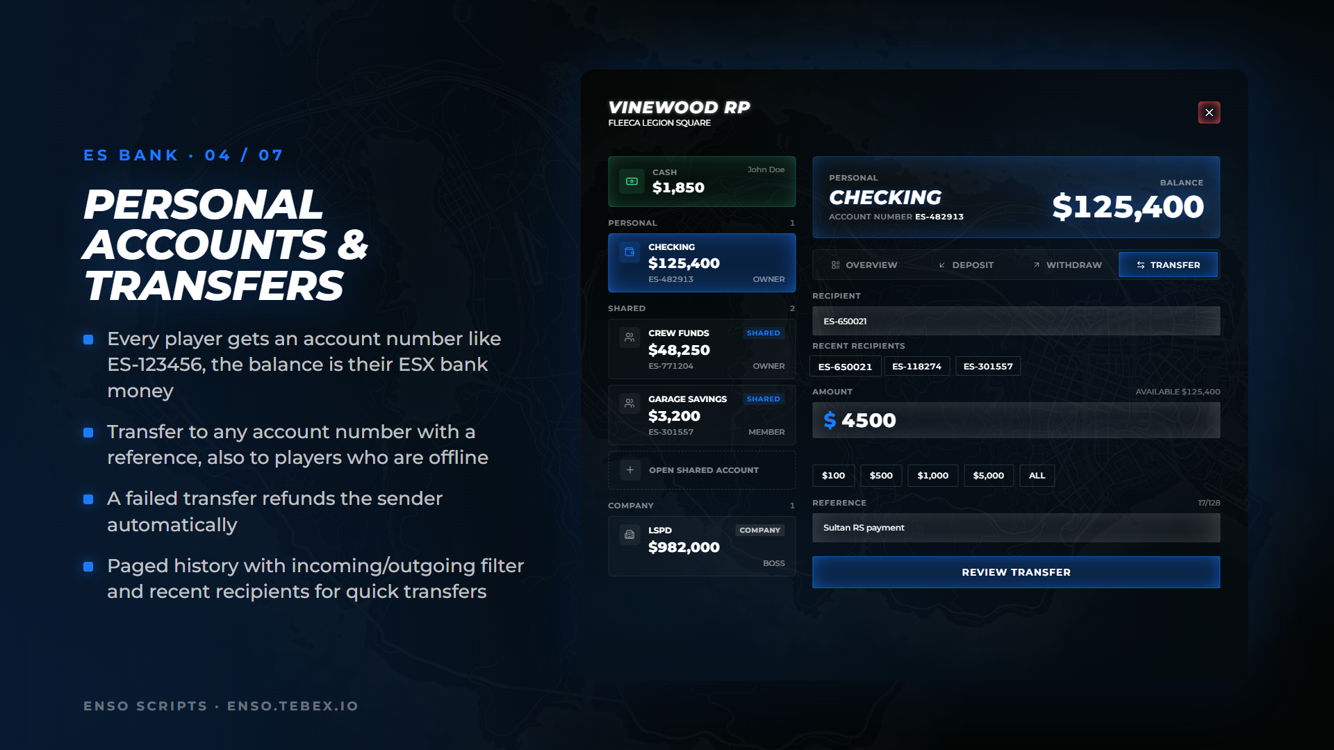 ES Bank — Banking with In-World ATMs, Shared & Society Accounts [ESX]