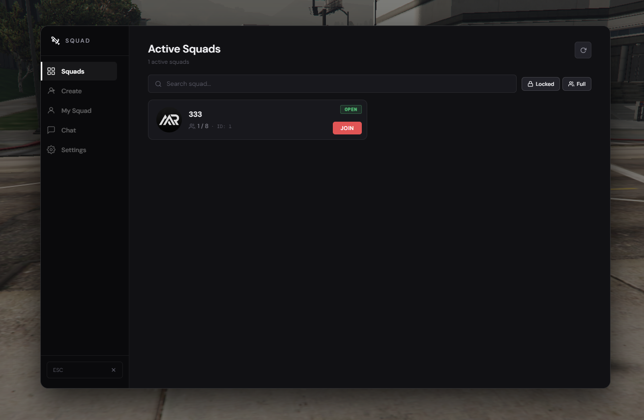 Squad System Team Menu (Escrow)