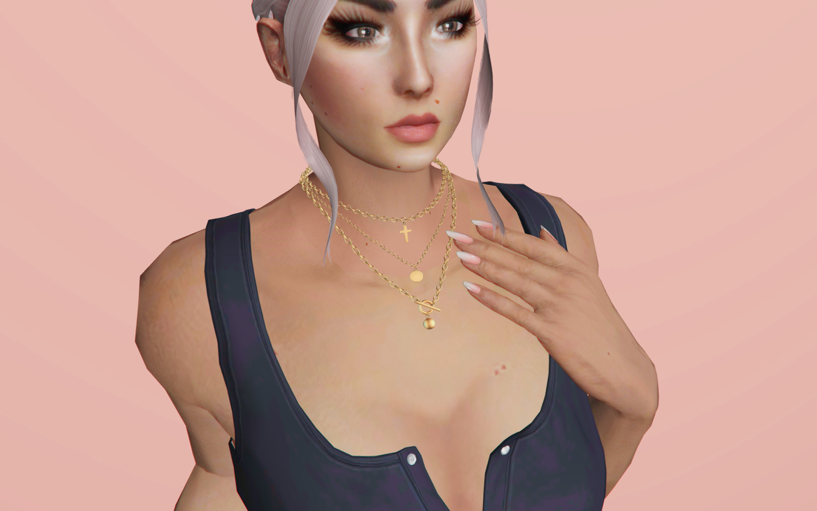 #004 Layered Necklace with Cross