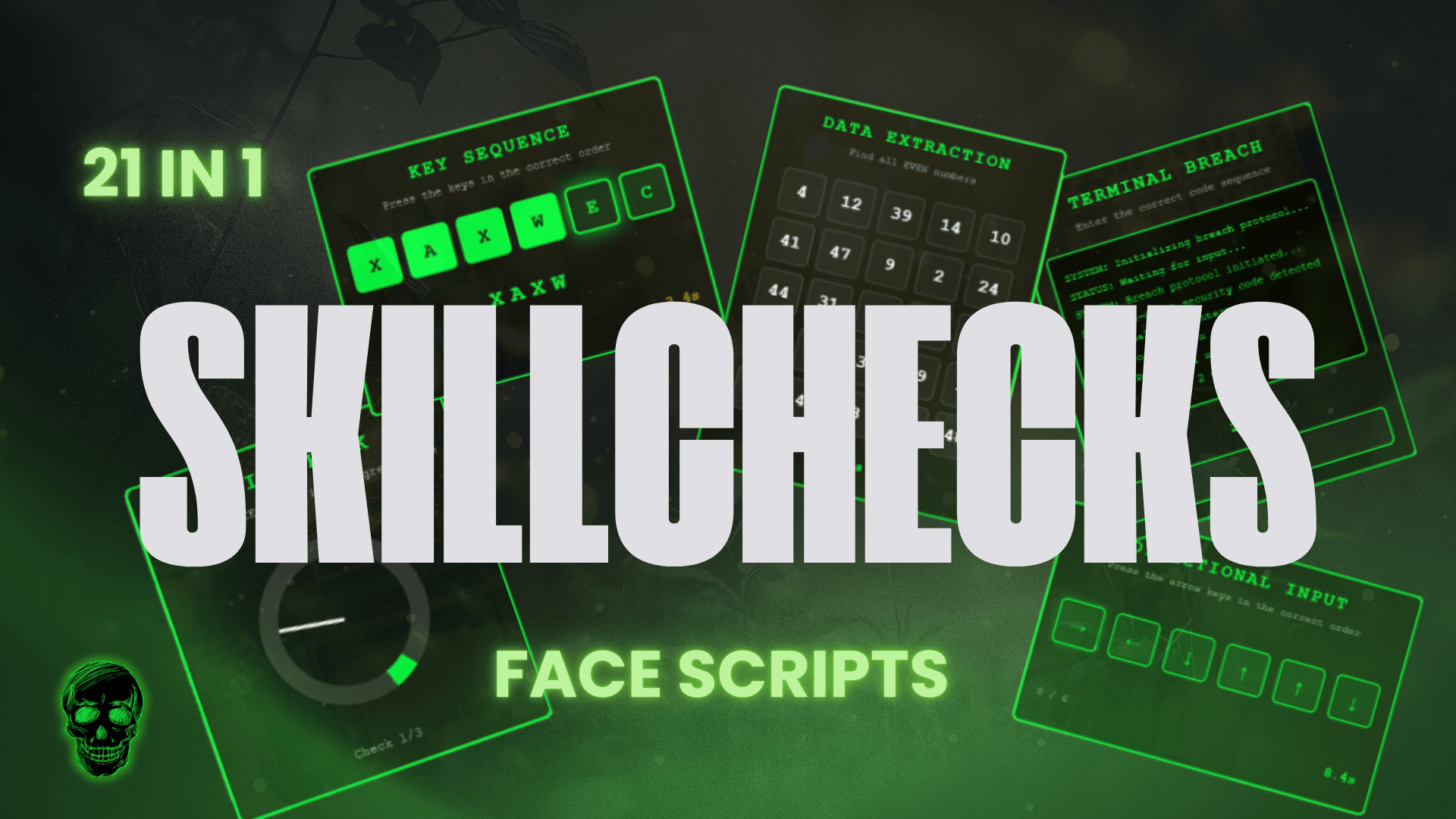 21 in 1 Skillcheck / Minigames for Qbox - FACE SCRIPTS
