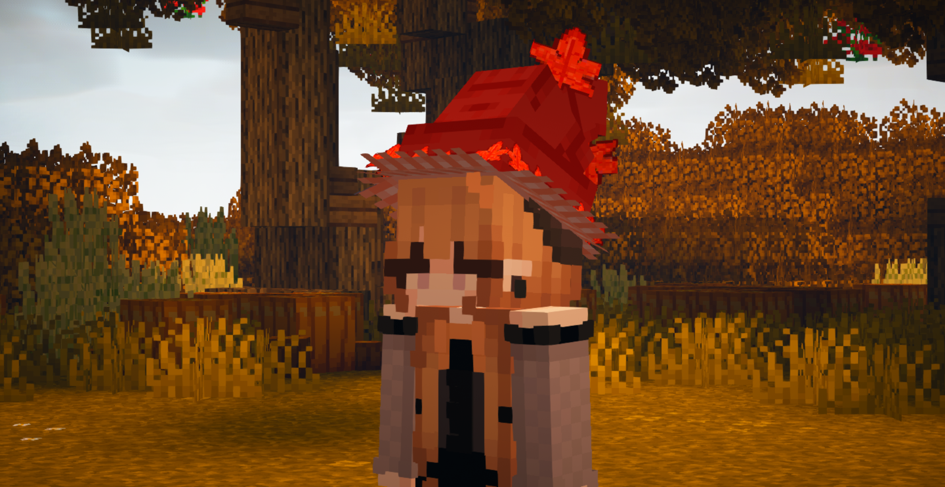 Red Fall Leaf Hat