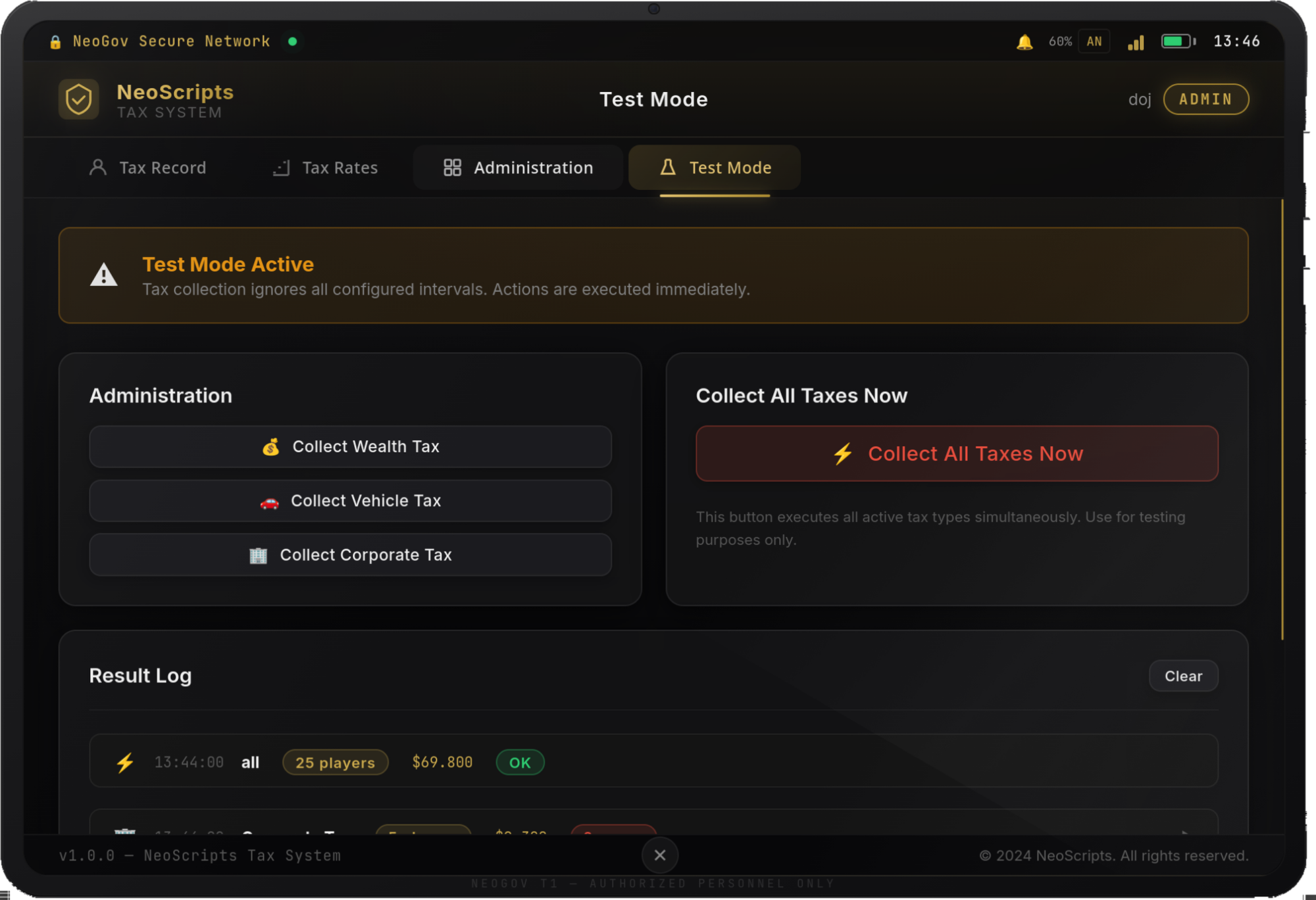 NeoScripts Tax System