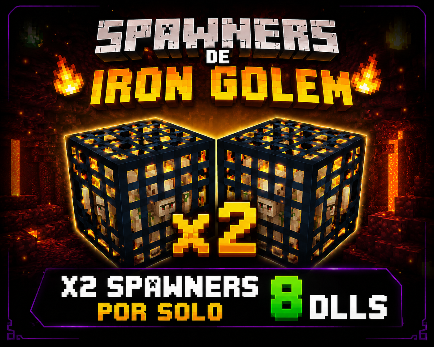 x2 spawner de iron golem