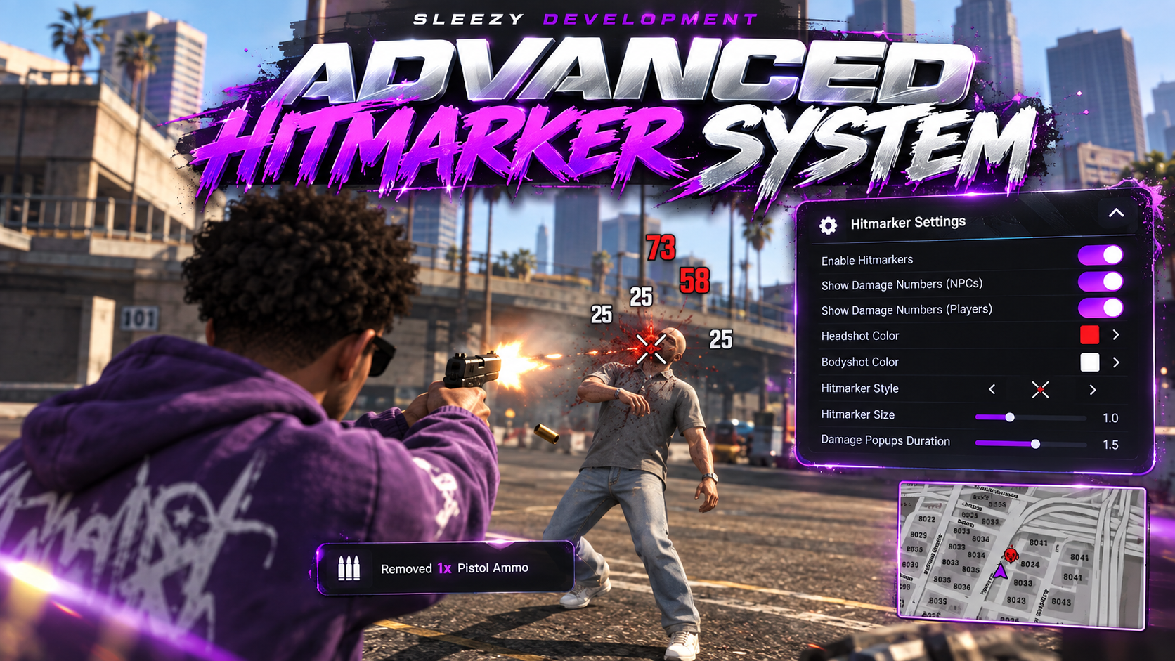 Sleezy Development • Advanced Hitmarker System (Escrow Protected) (ESX, QBCore, Qbox, & Standalone)