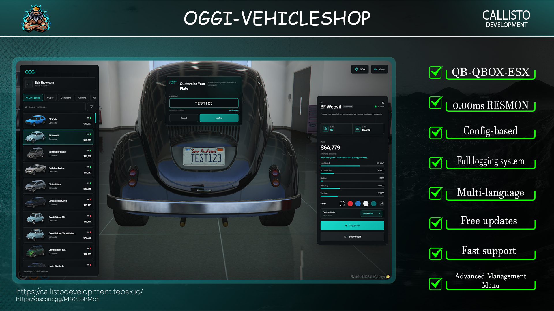 Advanced VehicleShop Script for QBCore/QBox/ESX (Escrow)