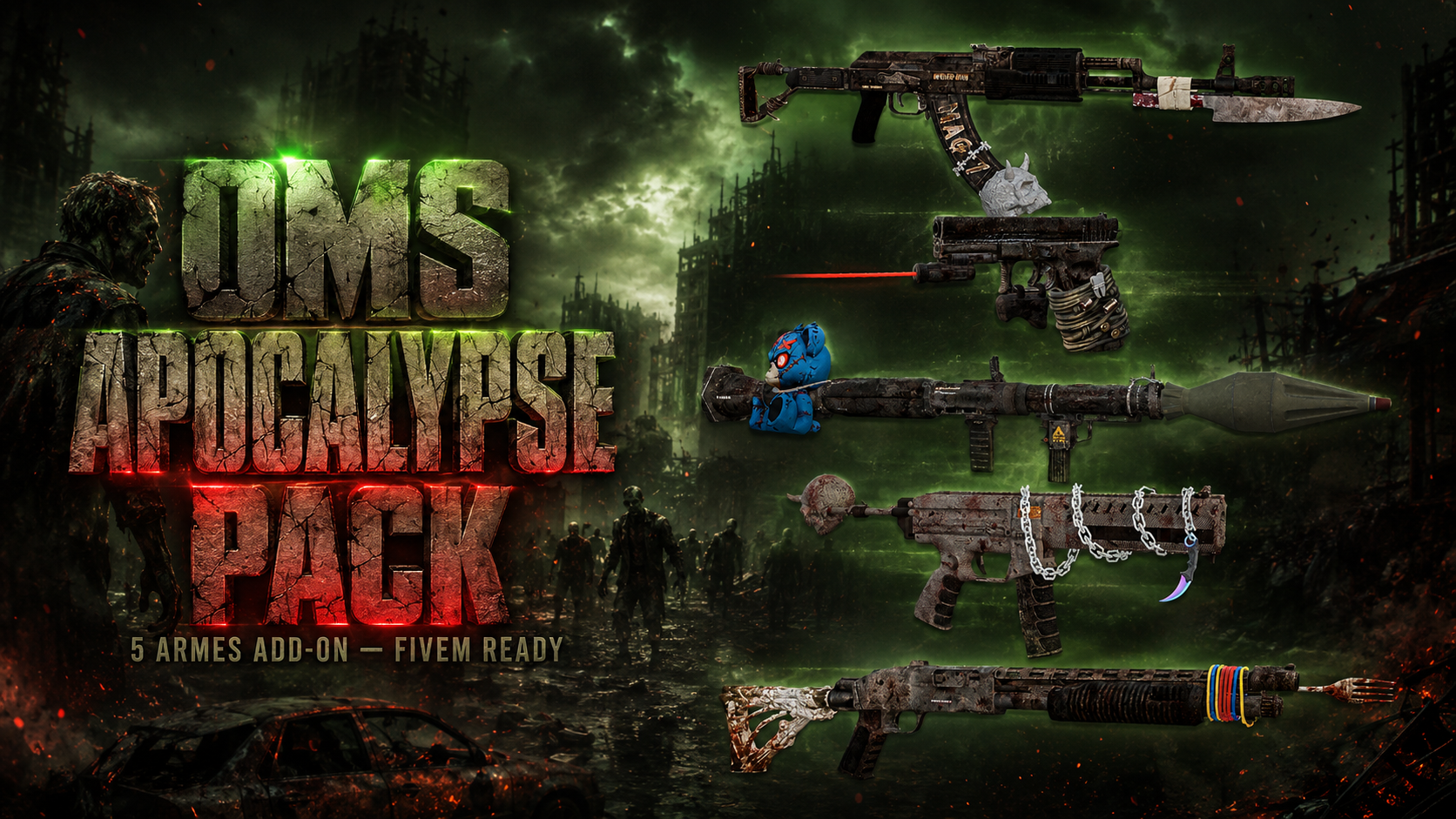 OMS Apocalypse Pack — 5 Zombie Add-On Weapons | FiveM Ready