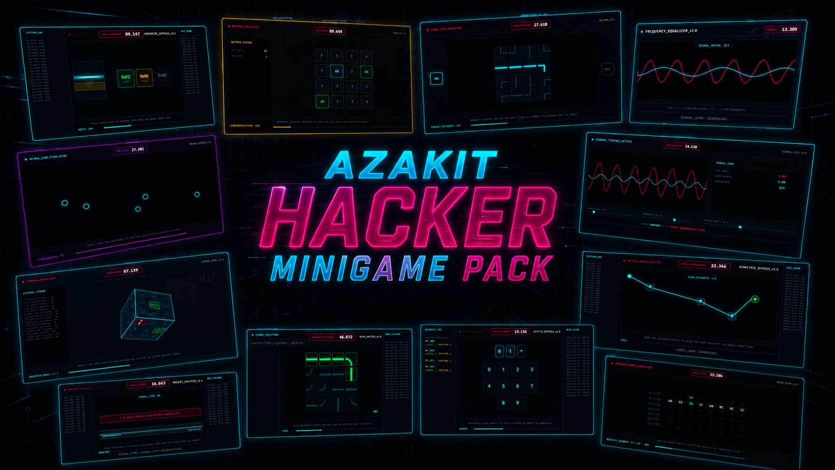 🕵️ Hacker Minigame Pack (12-in-1) [Escrow]