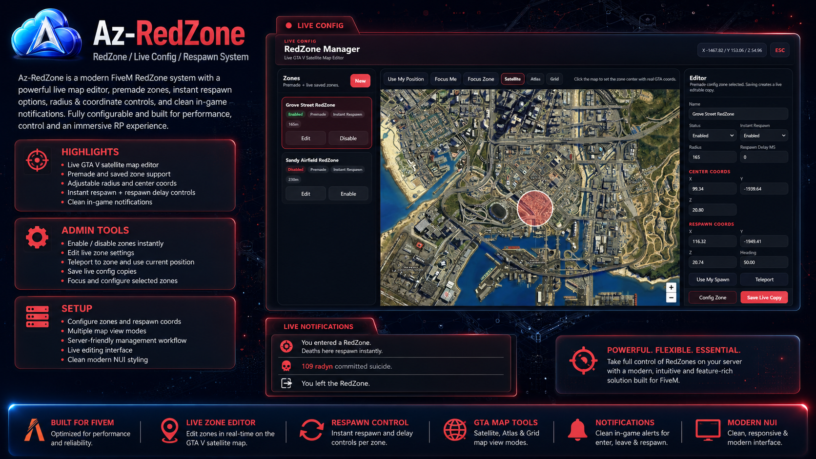 Az-RedZone — Live Zone Editor & Respawn System