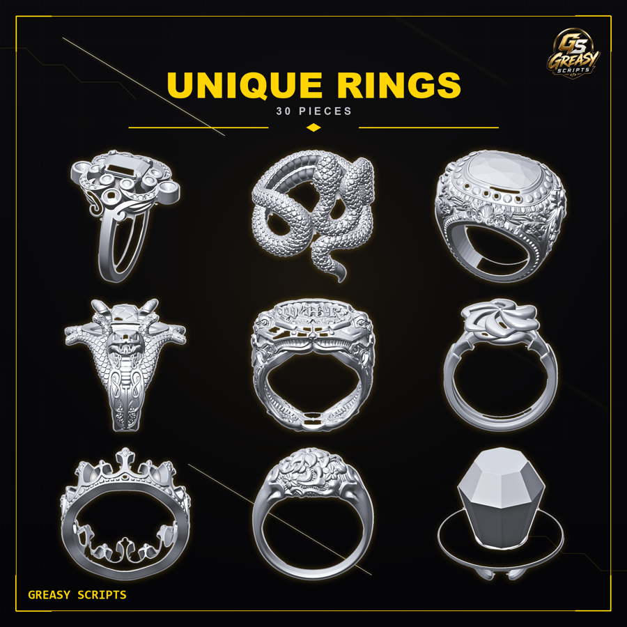 Unique Rings Pack — 33 Ring Models