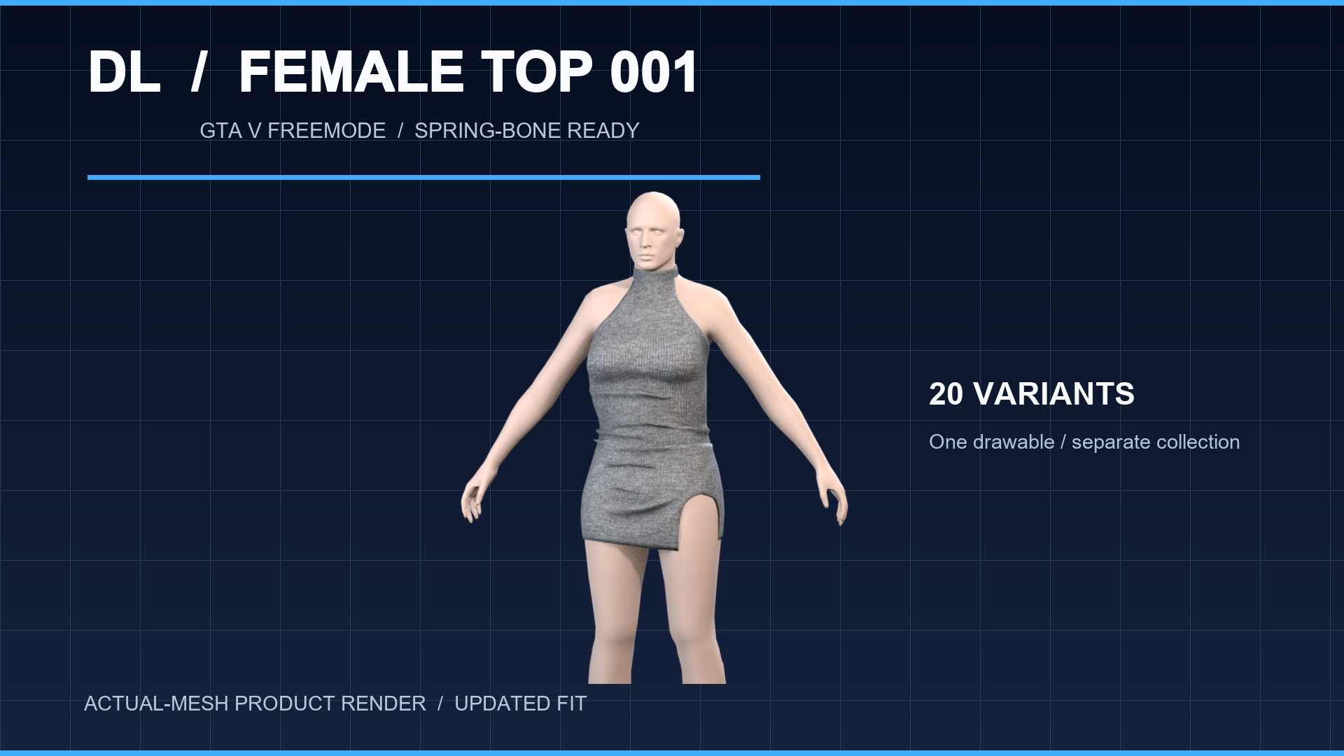 Animated Female top 001 | 20 Color Variants & Breast Physics