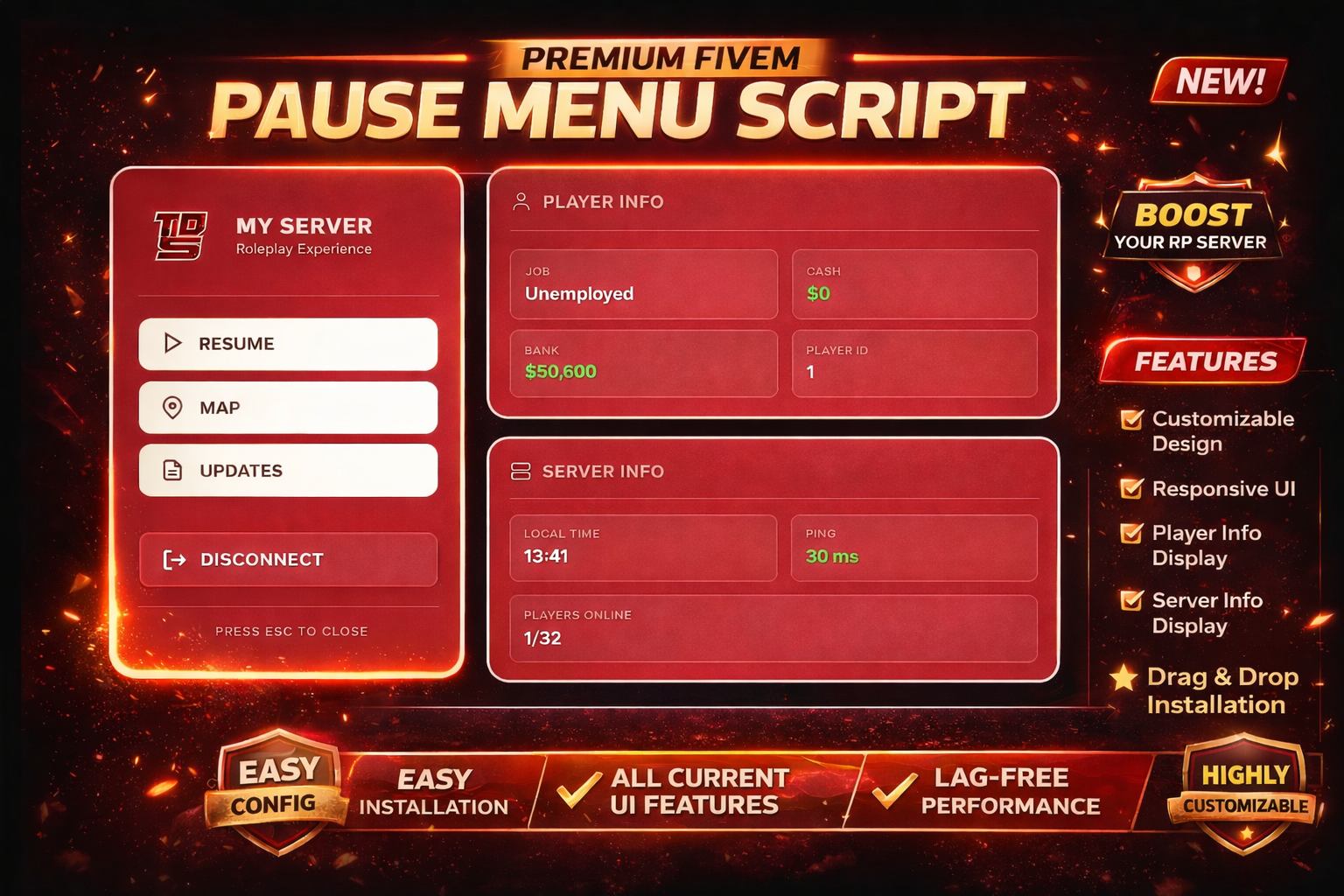 Clean Pause Menu - Modern UI