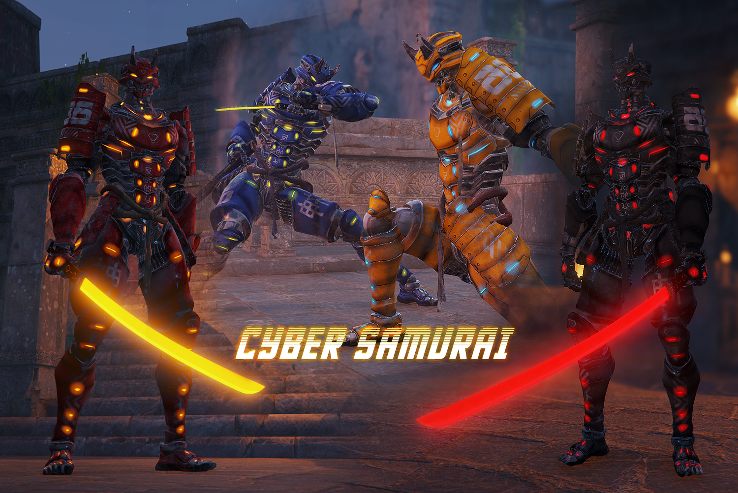 Cyber Samurai with Physics - 4 Color Variations