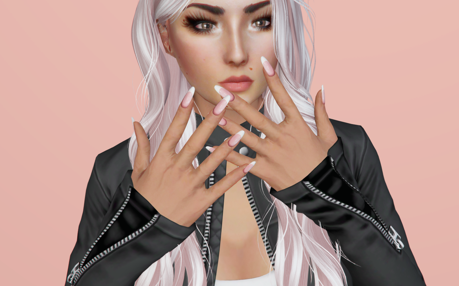 #001 Thick French Nails