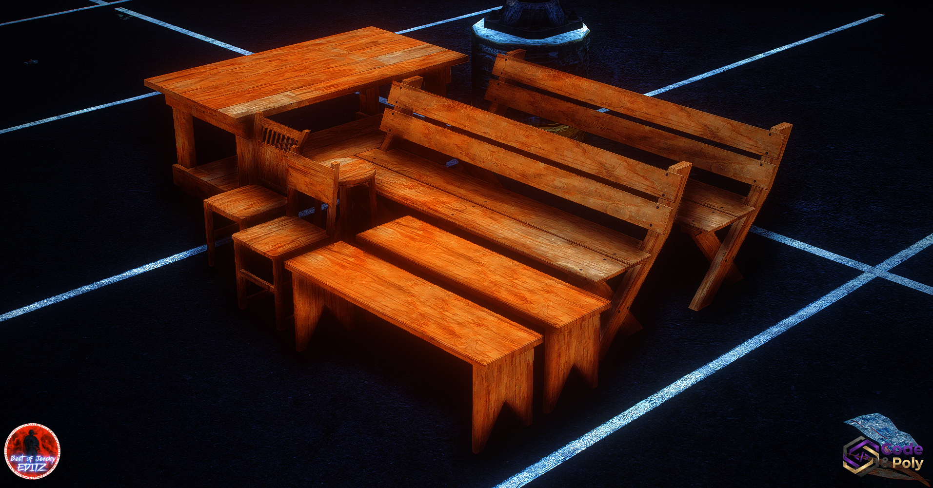 Code & Poly Biergarten props