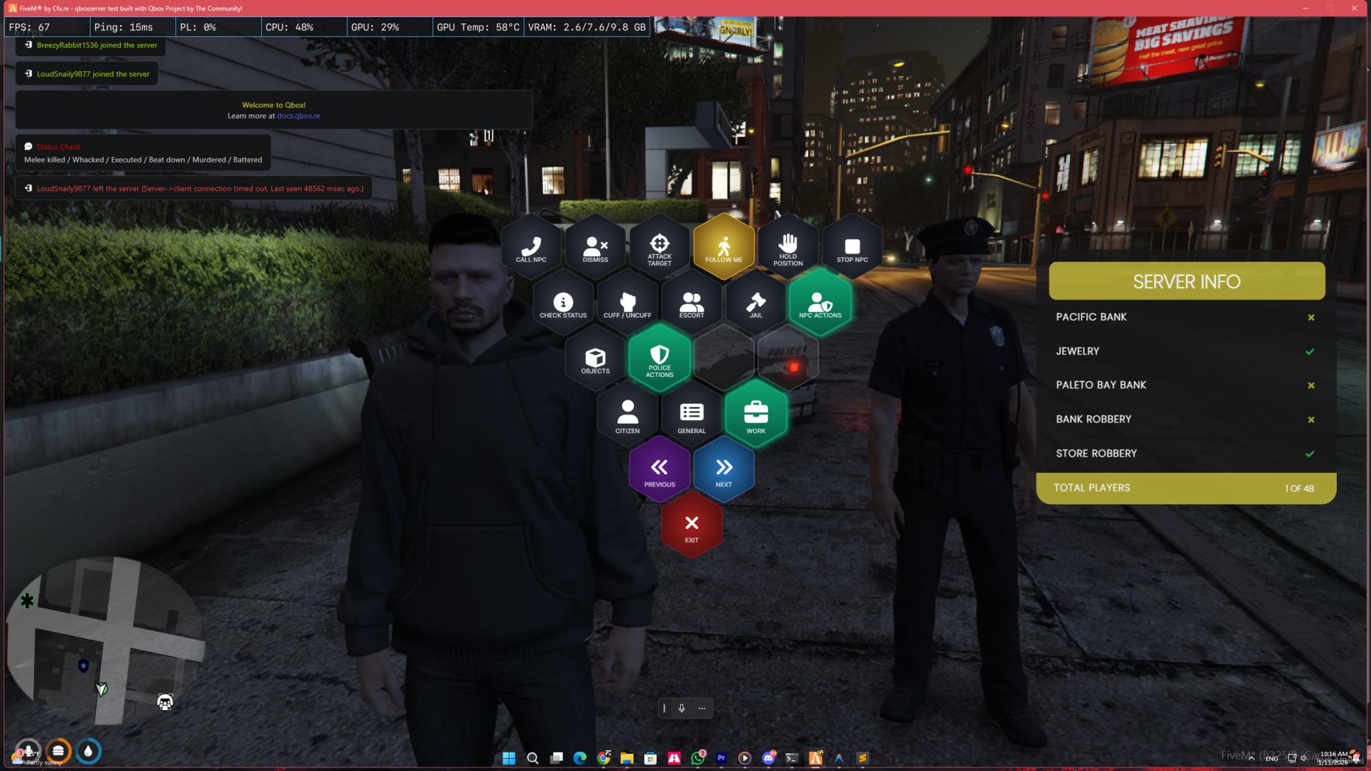 FxRadialMenu  NPC Police + EMS Tools + Parking + Emotes qb core/Qbox/Esx (Escrow)