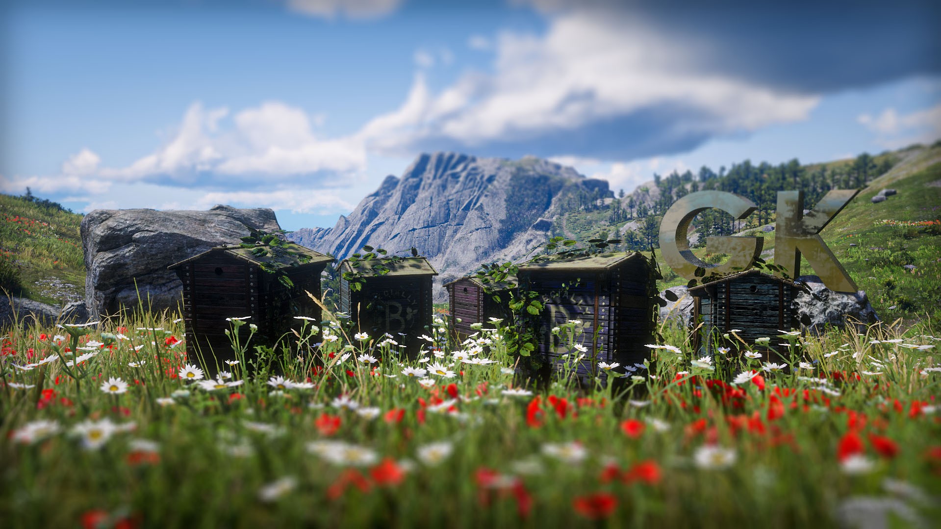 Apiary with bees