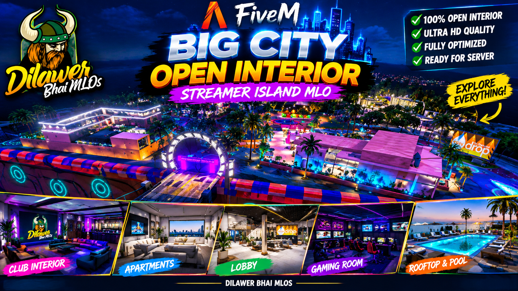 FiveM Big City Open Interior Streamer Island MLO