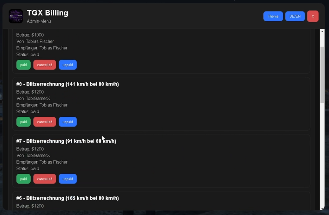 TGX_Billing Script (Beta witere kostenlose Updates!)