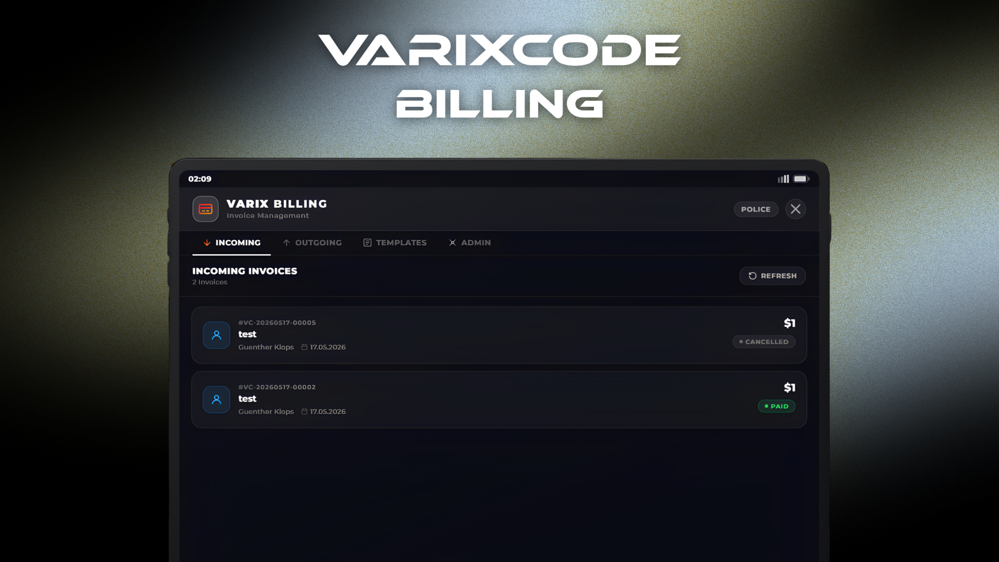 VΛRIXCODE Billing [ESX]