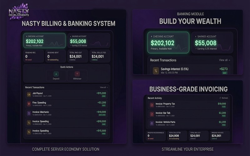 Nasty Billing & Banking & Bossmenu System | Premium FiveM Economy Solution
