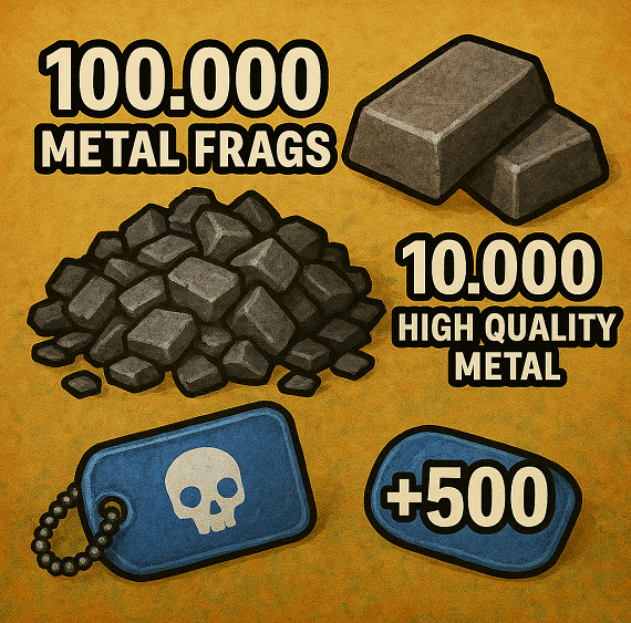 👑Colossal Forge Pack 100K Metal Frags + 10K HQ +