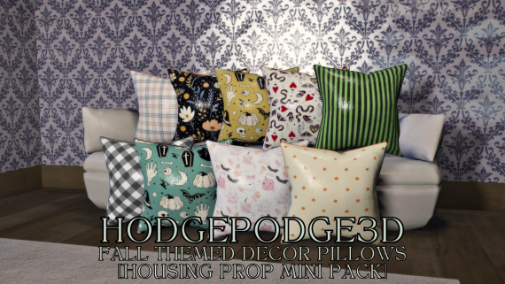 Fall Themed Decor Pillows [housing prop mini pack]