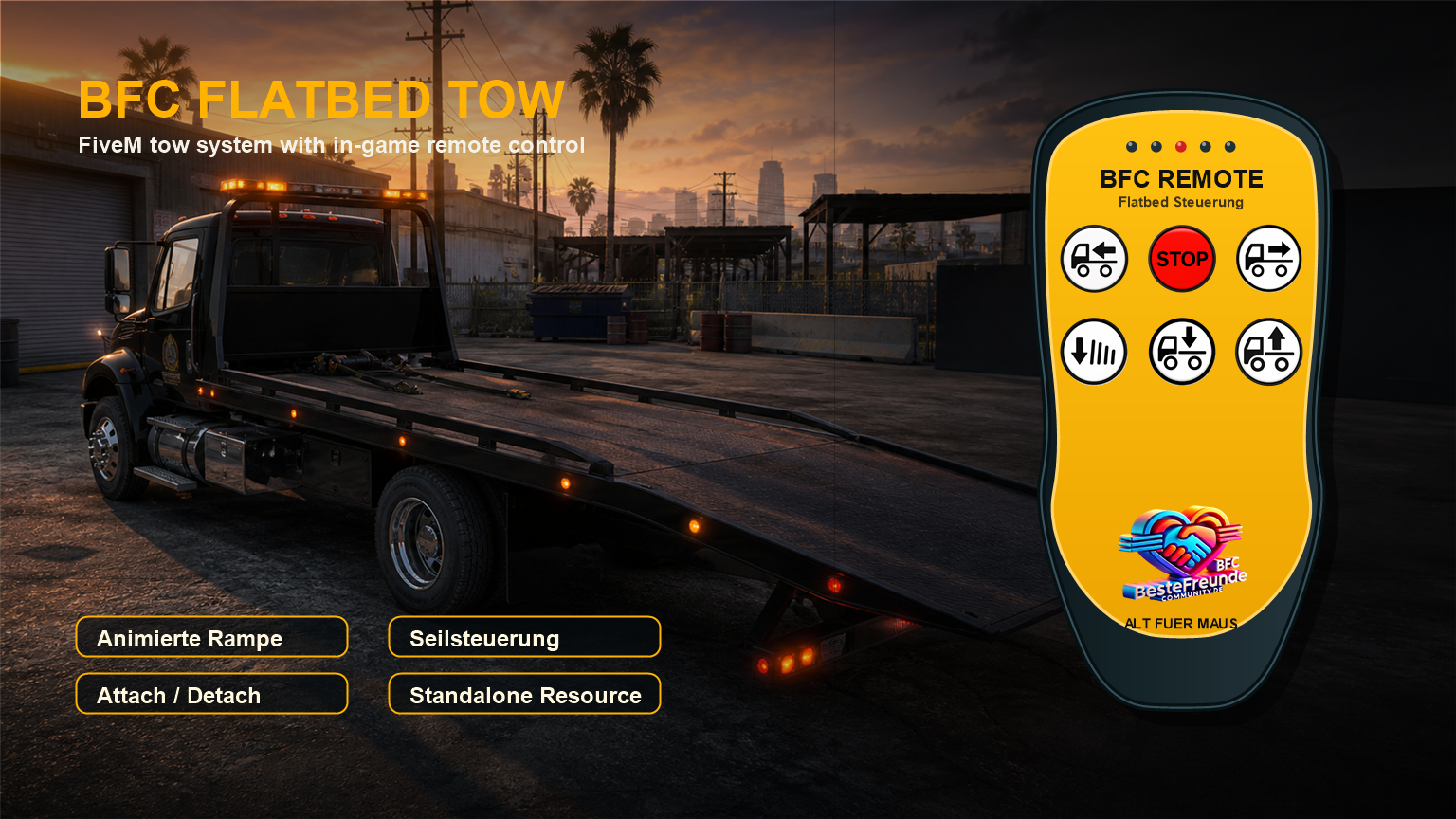 Tow System | FiveM Abschleppsystem mit Flatbed, Seilwinde & Fernbedienung