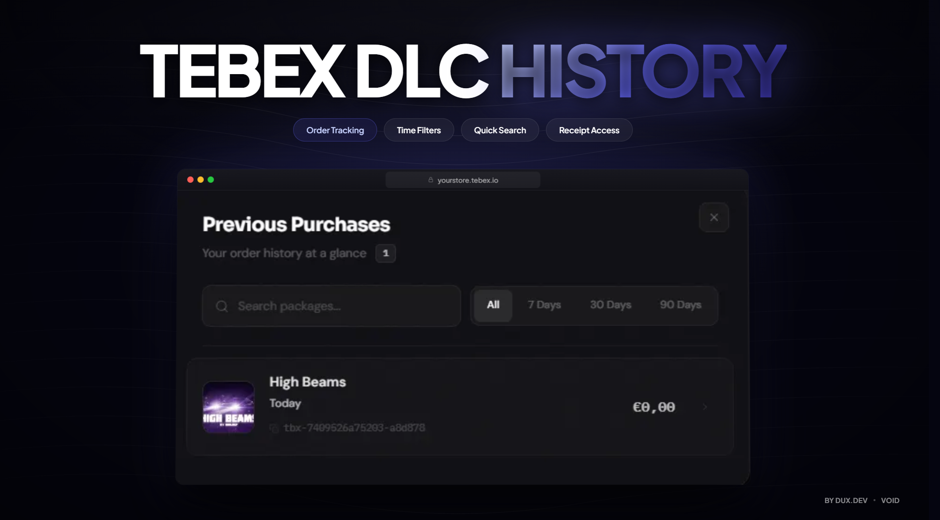 Solace DLC: Previous Purchases | Solace - Tebex Theme Template