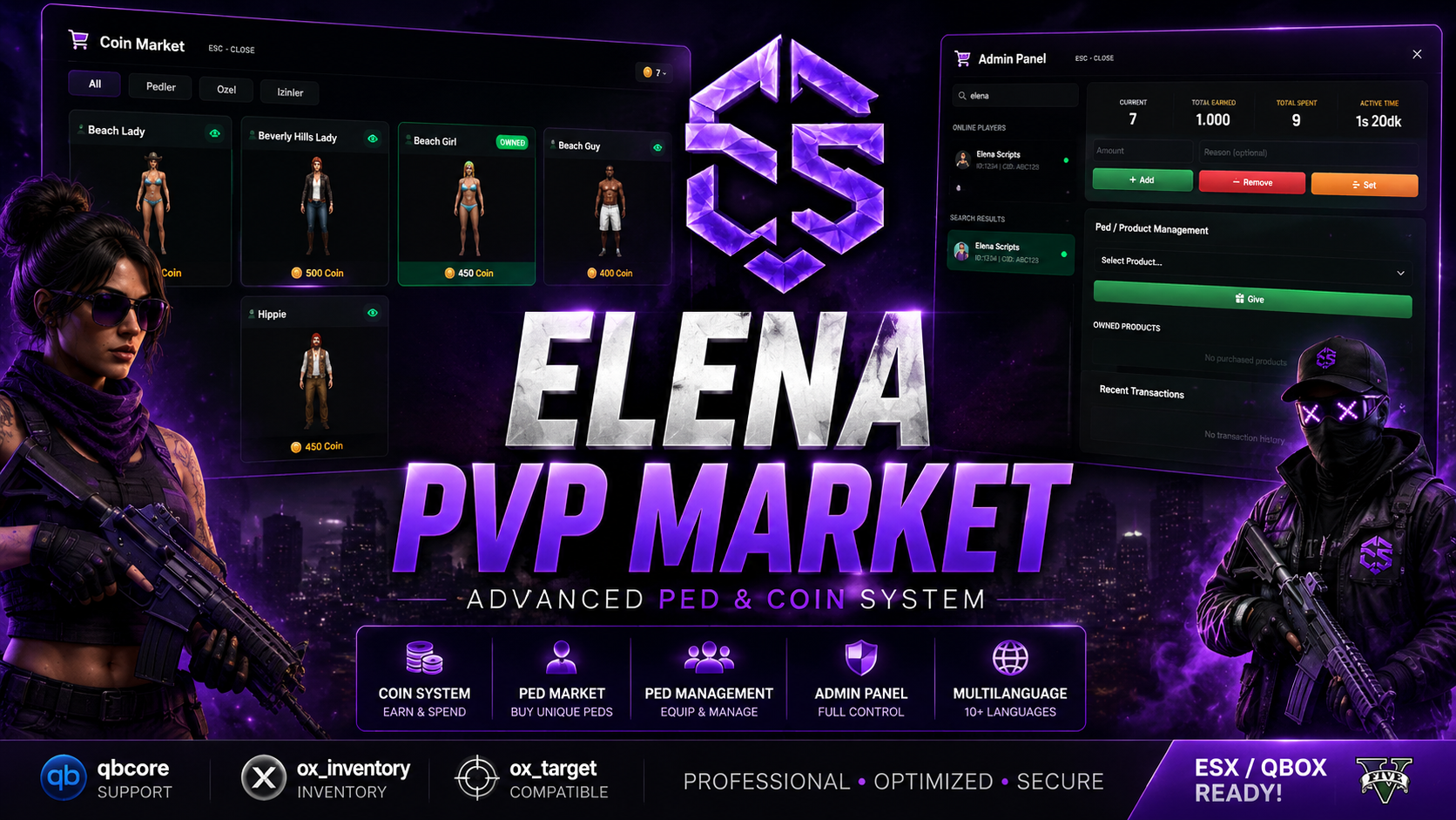 Elena Ped Market - Premium 3D Ped System | QBox/QBCore/ESX