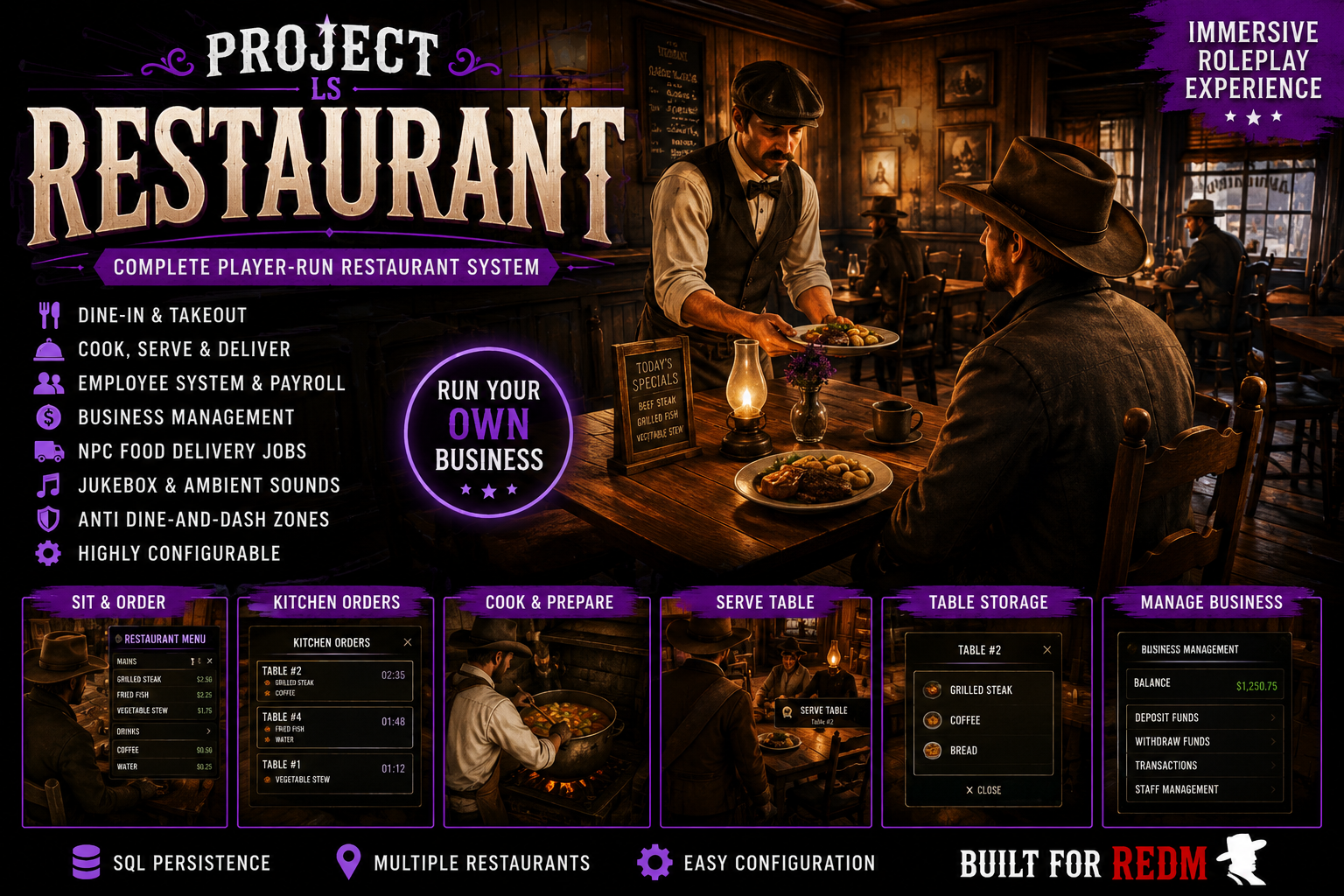 🍽️ *UPDATED* - ProjectLS Restaurant — Immersive RedM Restaurant System