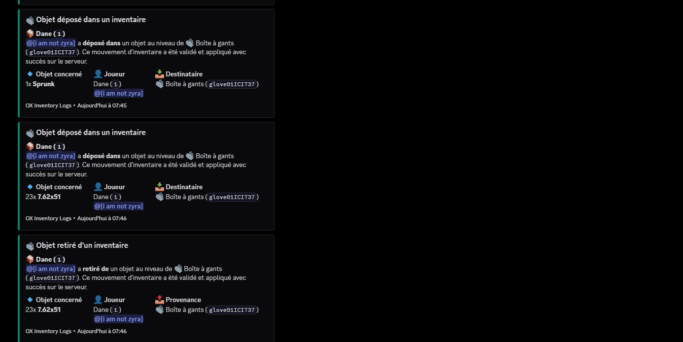 [ZYRA  OX Inventory Logs ]  Logs  {ESCROW}