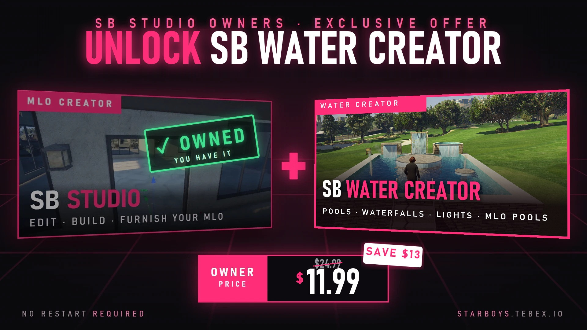 SB Water| SB Studio Owner Offer