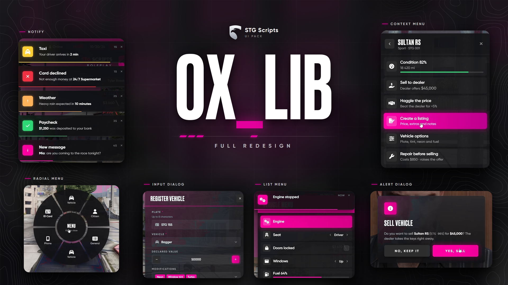 FiveM UI Pack: ox_lib Redesign Script