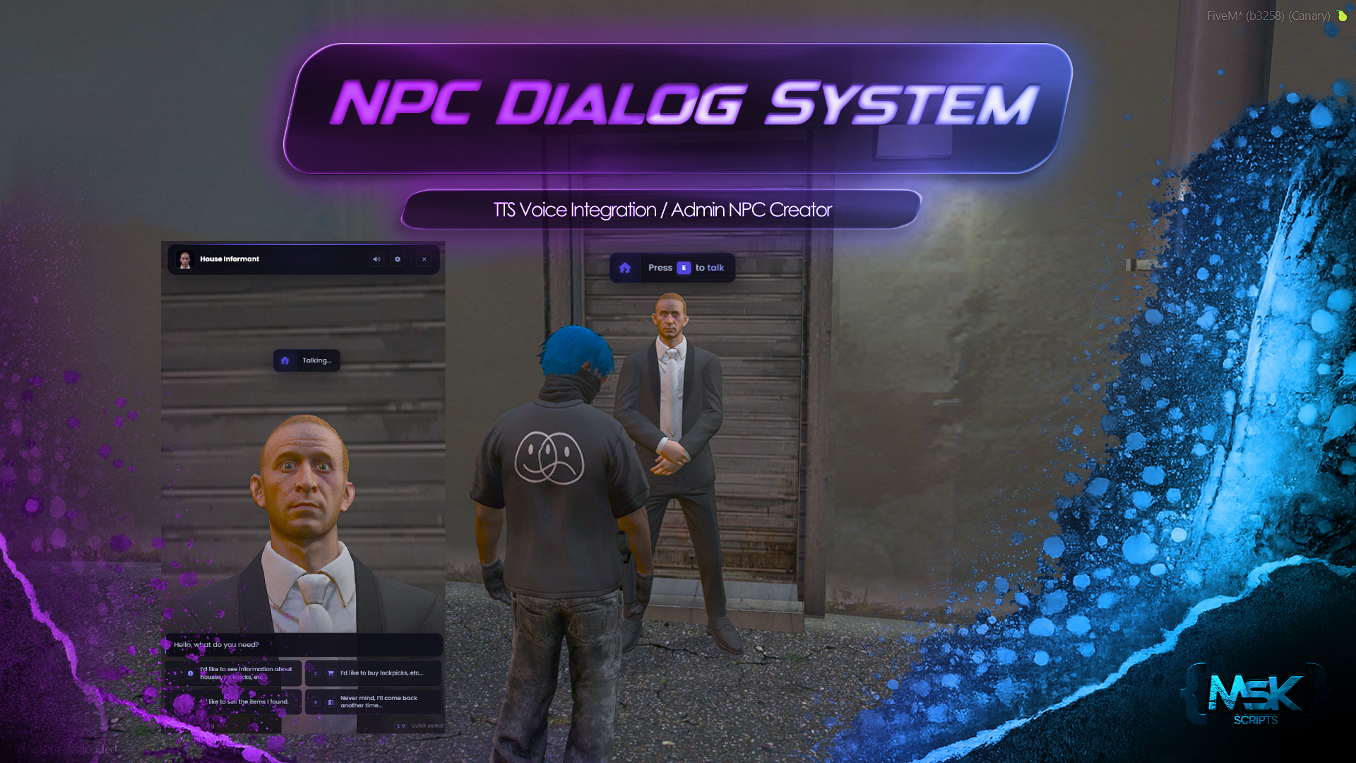 NPC Dialog System Escrowed [ESX, QB, QBOX, STANDALONE]