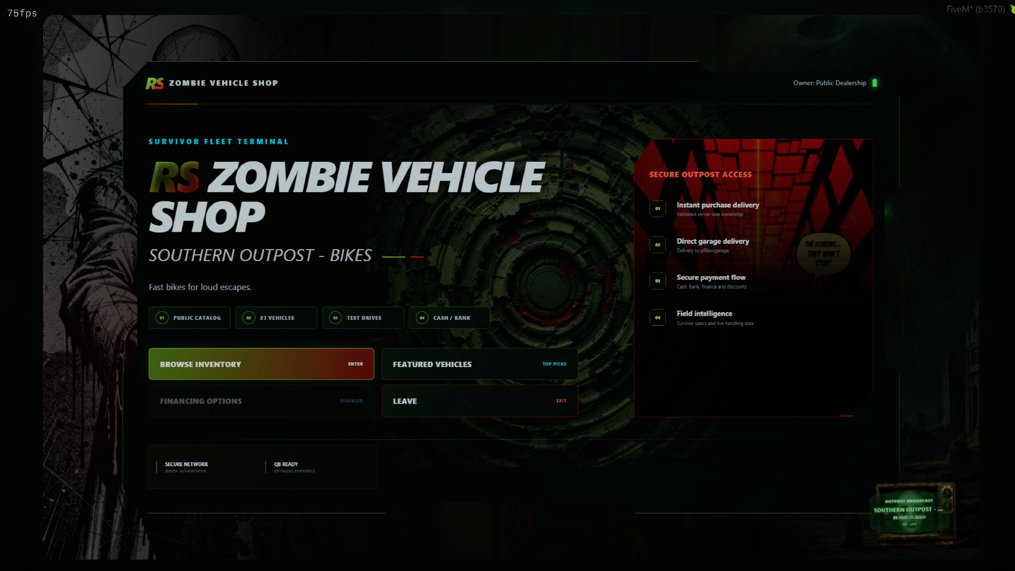 Vehicle Shop and player-owned vehicle business system