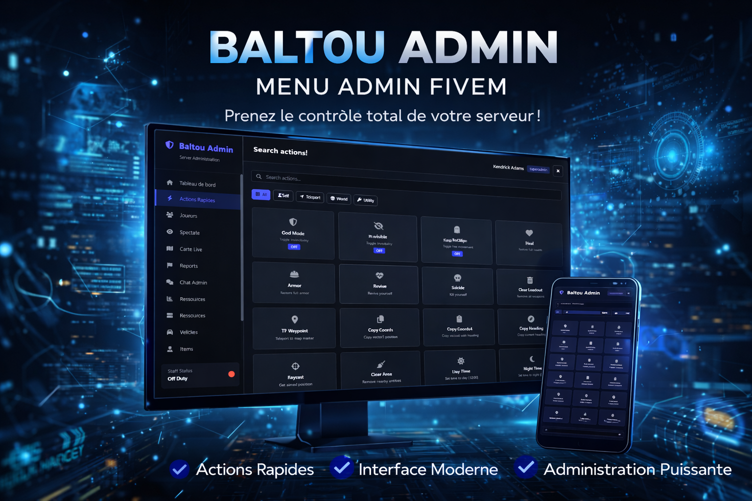 [ESCROW] [ESX & QB] Complete Admin Menu | Baltou_Admin